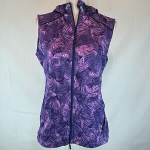 Saucony Womens Purple Running Vest Run Shield Hoodie Lightweight Zipper Pocket M